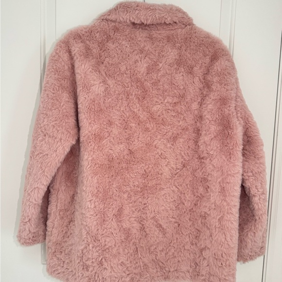 Pink Faux Fur Duffle Coat Teddy Jacket Size M Cute Soft Girl Korean Style - Picture 6 of 9